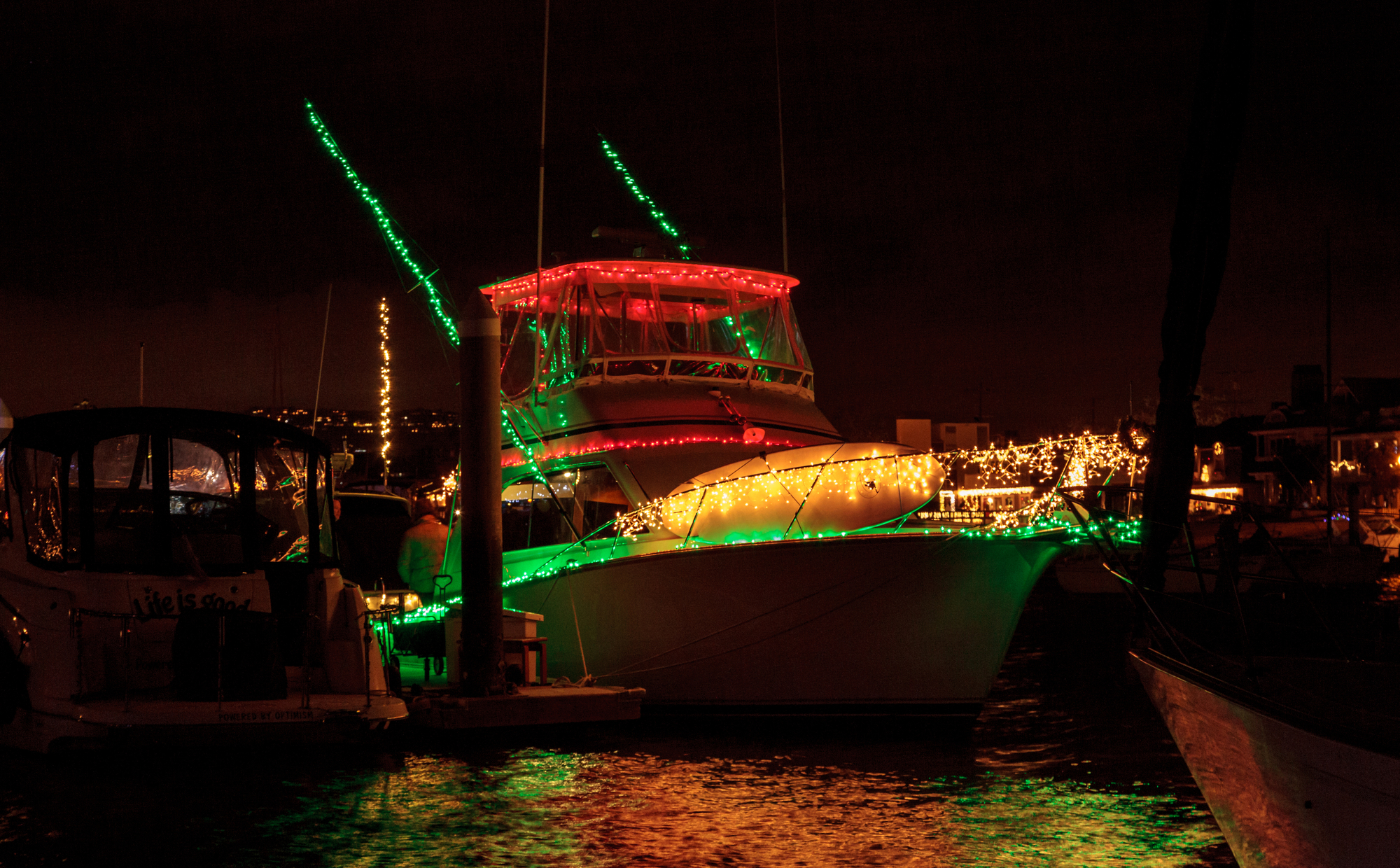 Boat with Christmas Lights